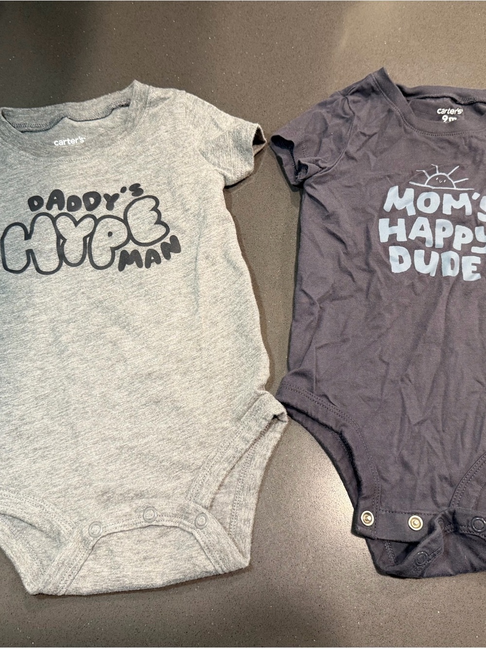 Carter's Gray & Navy Baby One-Piece Bodysuits - Daddy's Hype & Mom's Happy Dude